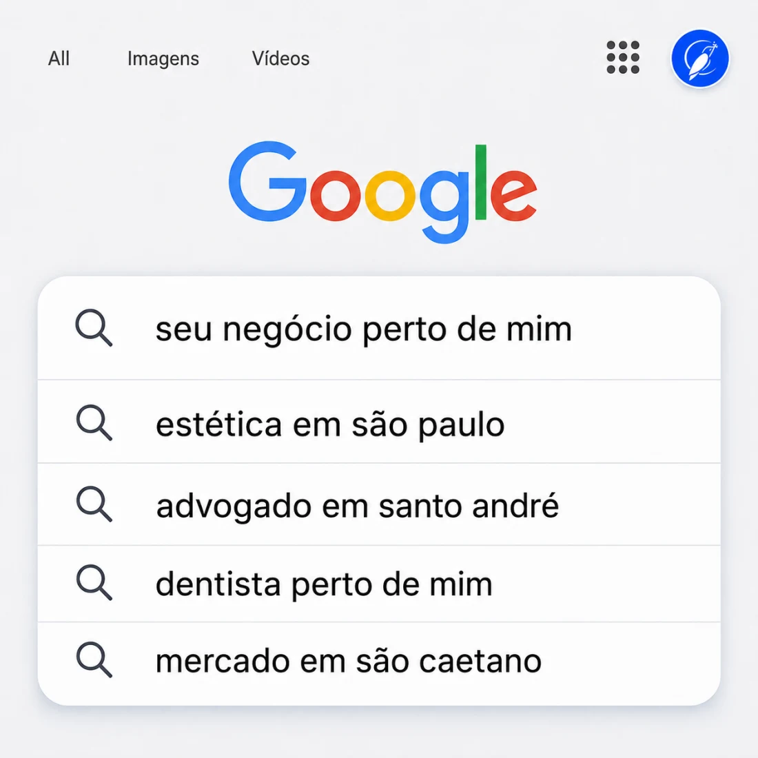 Exemplo de buscas locais no Google por serviços e negócios próximos