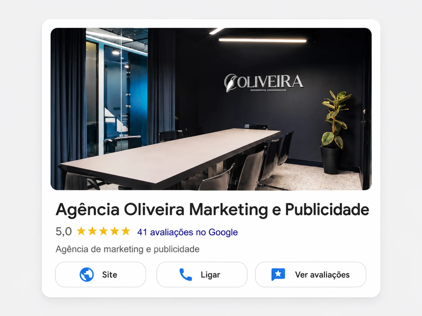 Ficha da Oliveira Marketing e Publicidade no Google